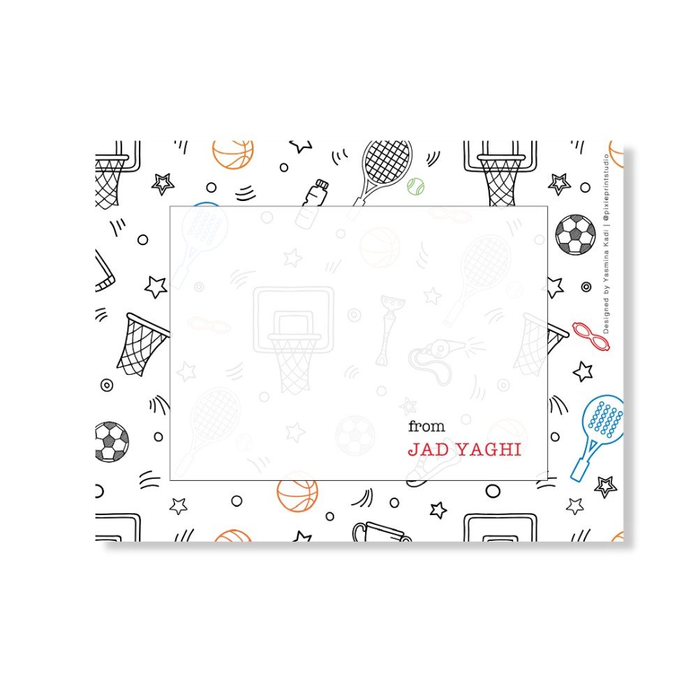 Customizable Kids 
Note Cards: Sports