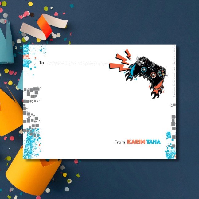 Customizable Kids 
Note Cards: Gaming