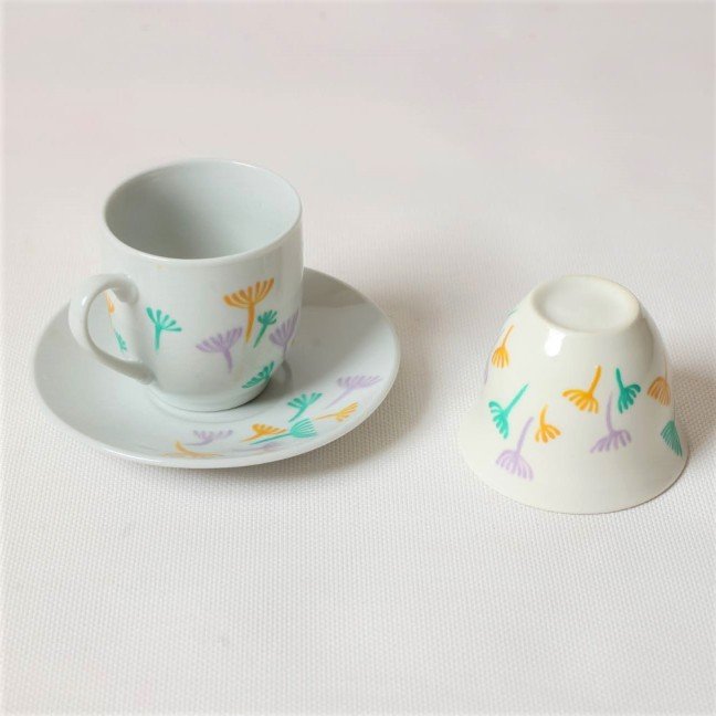 Set of 6 Dandelions 
Porcelain Coffee Cups