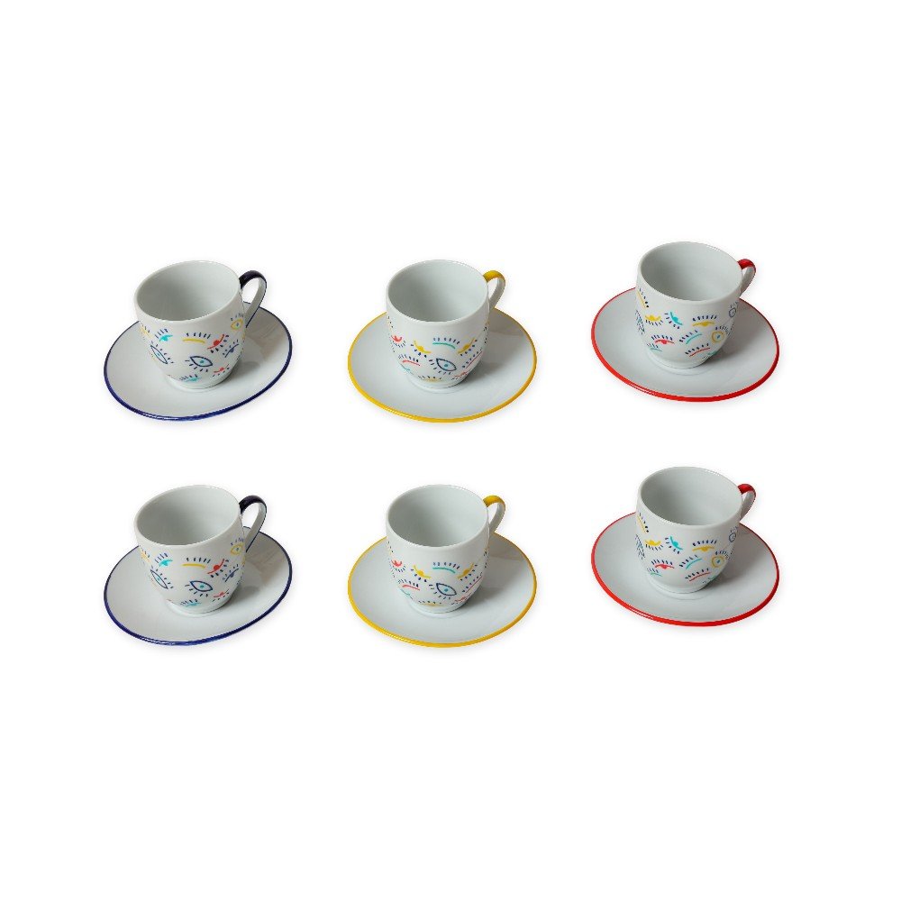 Set of 6 Wink 
Porcelain Coffee Cups