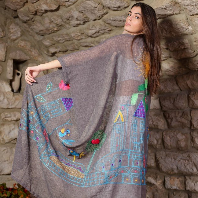 Byblos I: Grey 
Long Linen Abaya