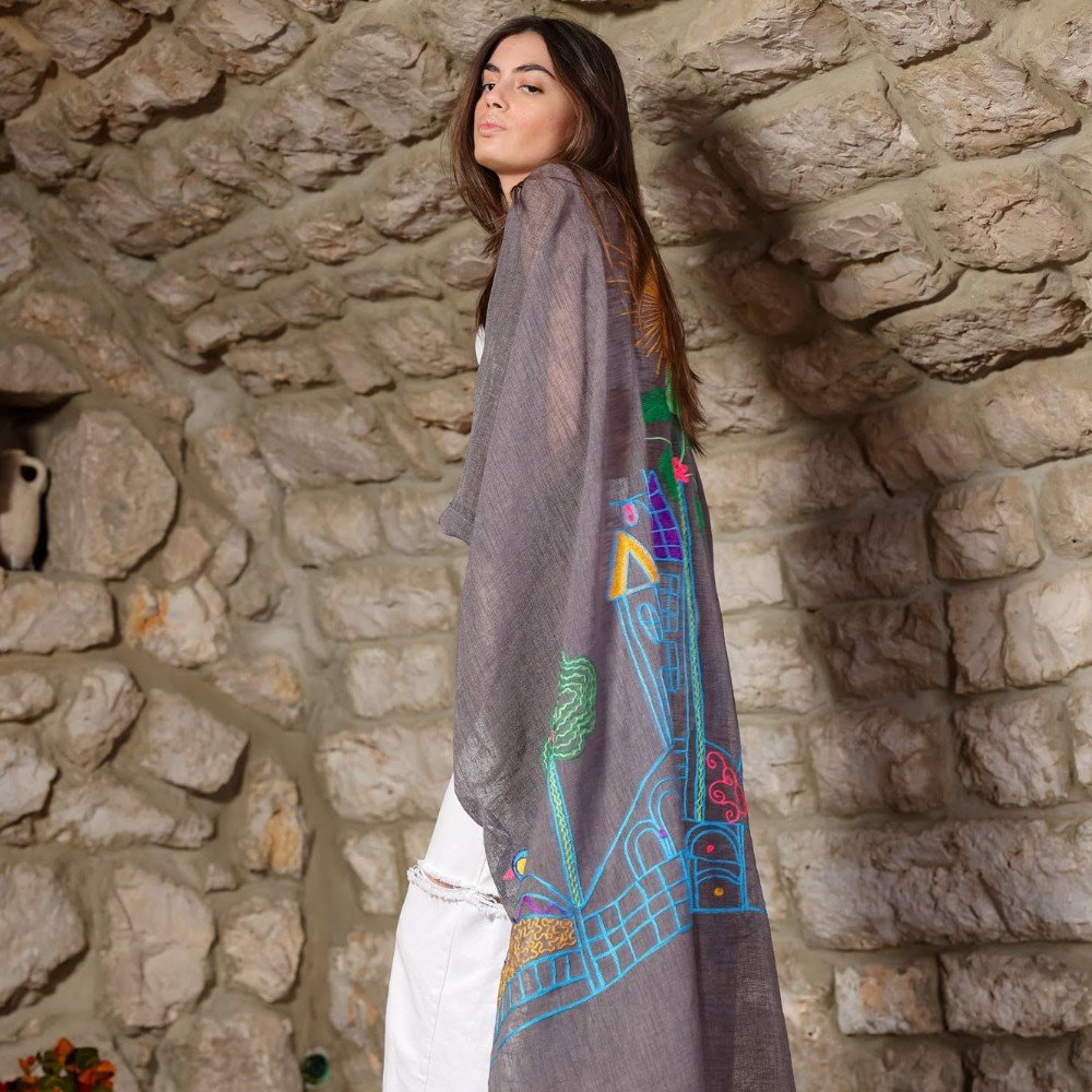Byblos I: Grey 
Long Linen Abaya