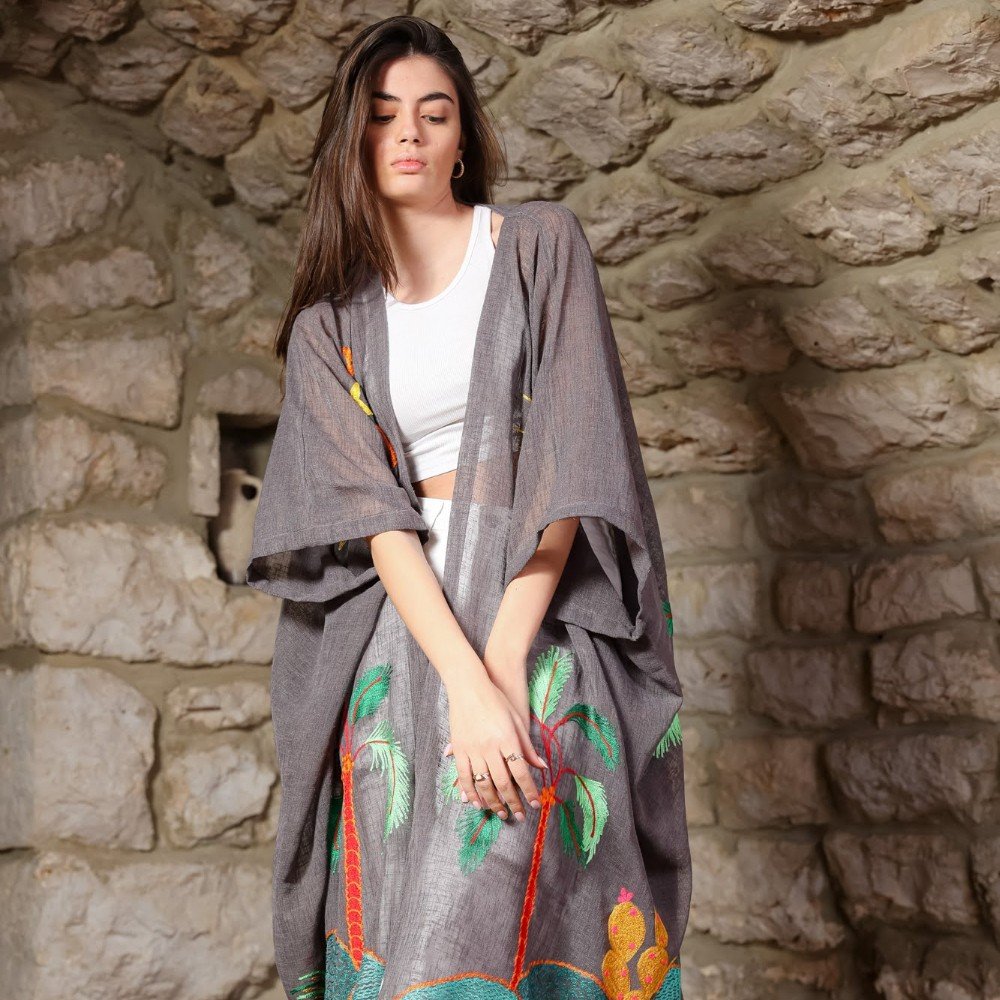 Byblos III: Grey 
Long Linen Abaya