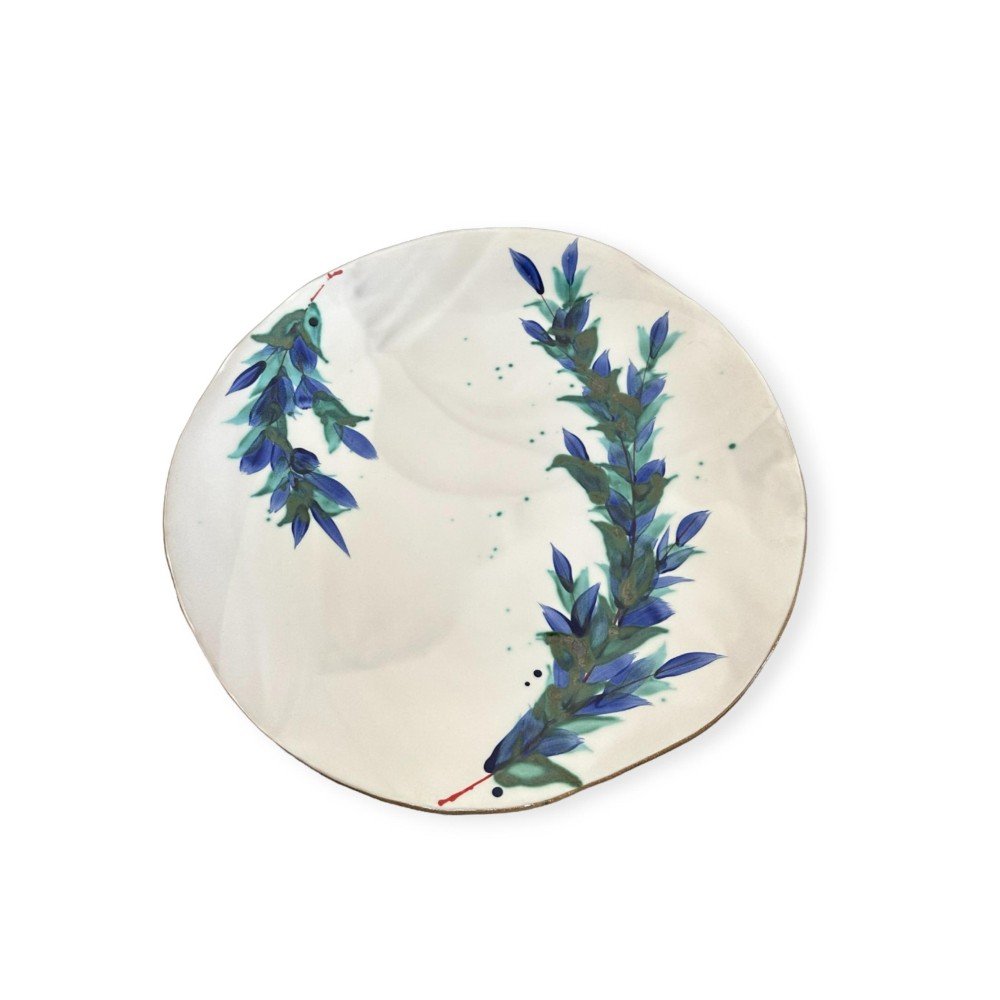 Blossom Blue Orchid Ceramic 
Round Serving Plate