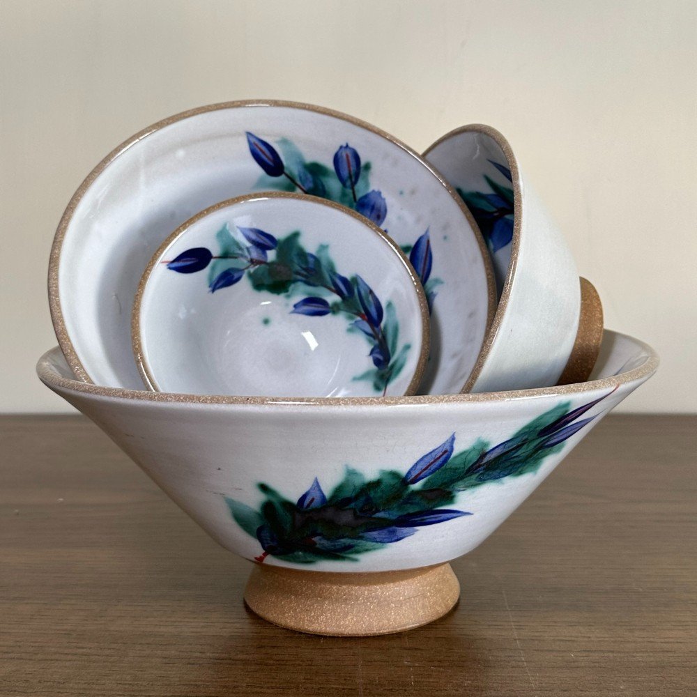 Blossom Blue Orchid 
Ceramic V-Shaped Bowl