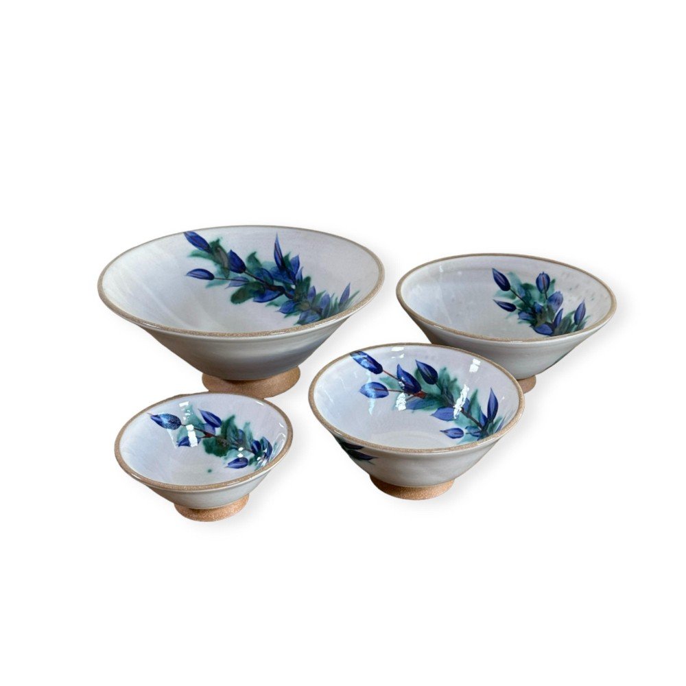 Blossom Blue Orchid 
Ceramic V-Shaped Bowl