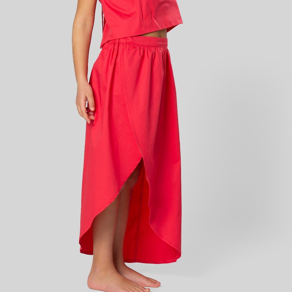 Coral Aura Kids Set: Cropped 
Top & Asymmetric Skirt