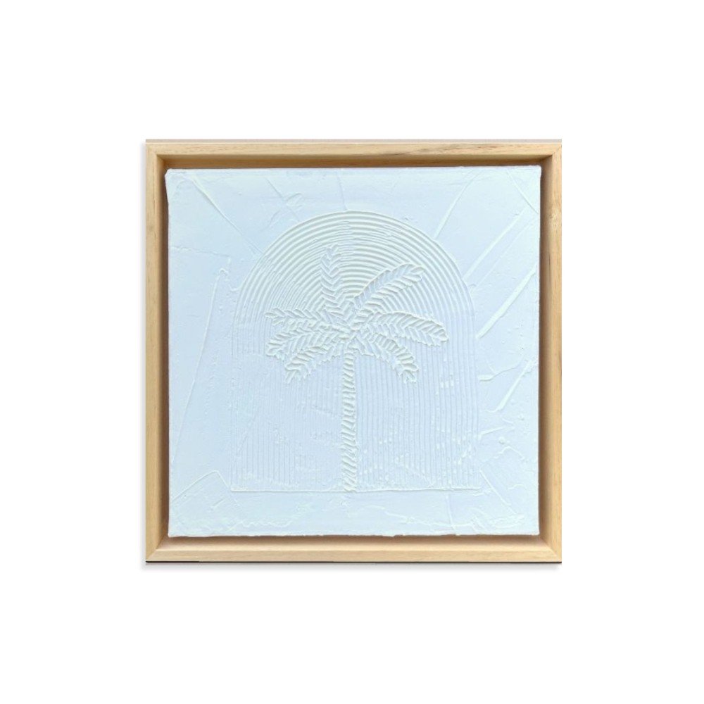 Framed Textured Palm 
Wall Art in White
