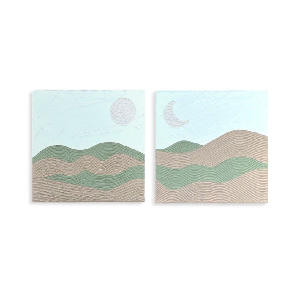 Set of 2 Night & Day 
Textured Wall Art