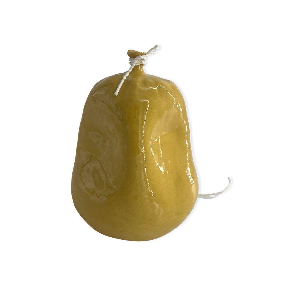 Yellow Deflated Ceramic Balloon with Three Dents