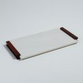 Carrara marble board 
with wooden handles