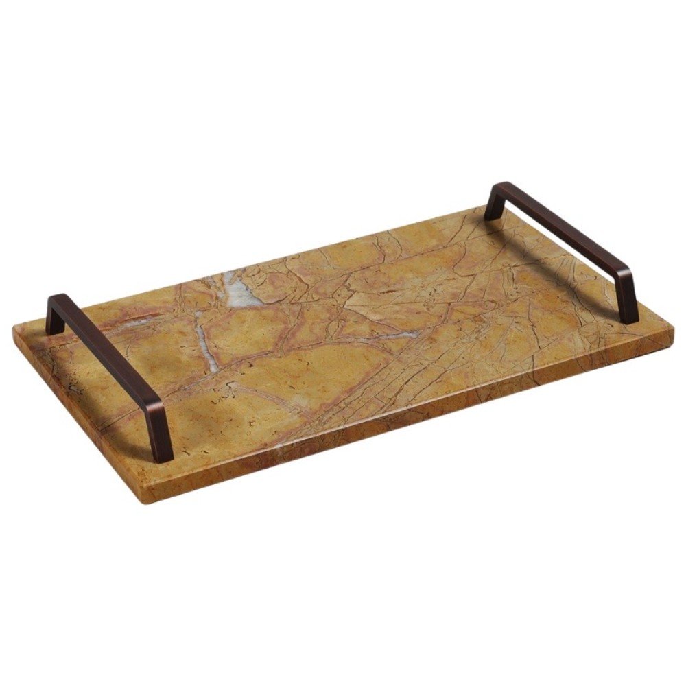 Yellow antique marble board with rose gold handles