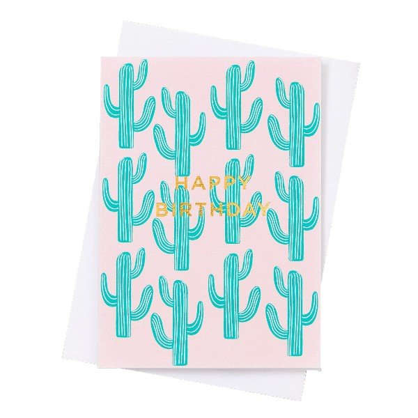 Greeting Card: Happy 
Birthday, Cactus on Pink