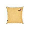 Embroidered mustard canvas chili pepper cushion
