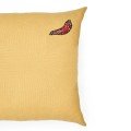 Embroidered mustard canvas chili pepper cushion