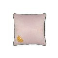 Embroidered dusky lilac velvet lemon slice cushion