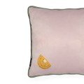 Embroidered dusky lilac velvet lemon slice cushion