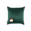 Embroidered green velvet red apple cushion
