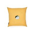 Embroidered yellow canvas green apple cushion