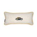 Embroidered off-white canvas vintage car cushion