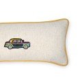 Embroidered off-white canvas vintage car cushion
