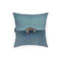 Embroidered cedar canvas & velvet vintage car cushion