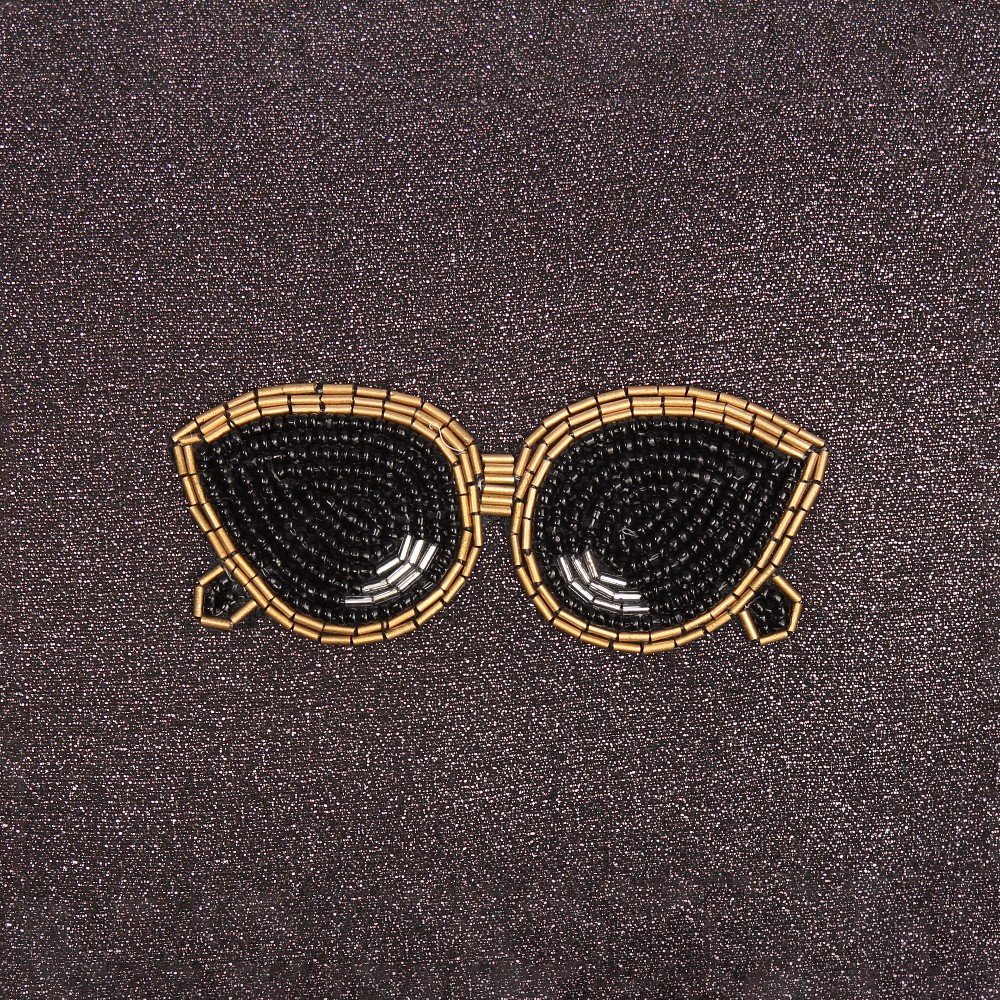 Embroidered black & pink lamé sunglasses cushion