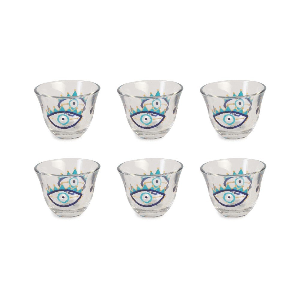 Set of 6 Soft Eye 
Glass Shaffe Coffee Cups