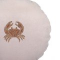 Embroidered dusky lilac velvet crab cushion