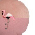 Embroidered pink canvas & velvet flamingo cushion