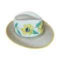 Hand-painted Yellow 
Flower & Mirror Raffia Hat