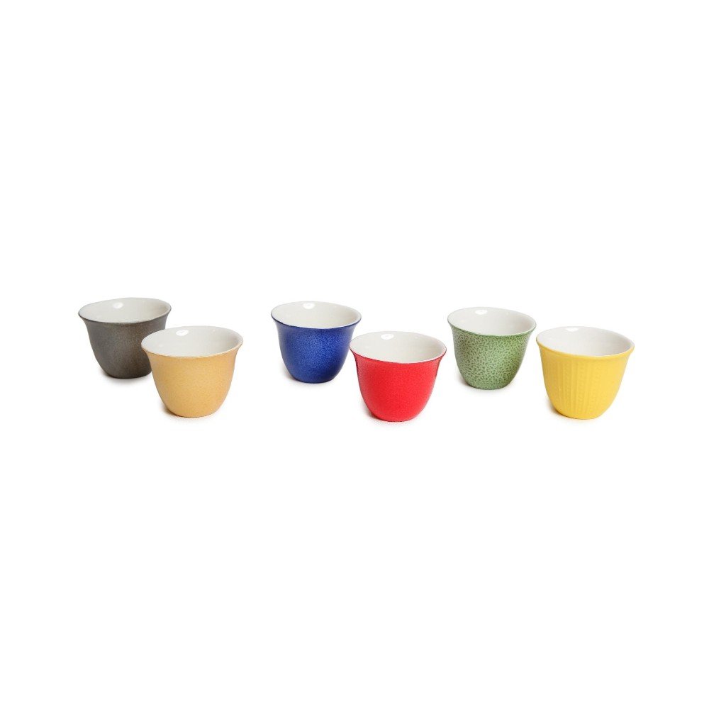 Set of 6 Colorful 
Shaffe Coffee Cups
