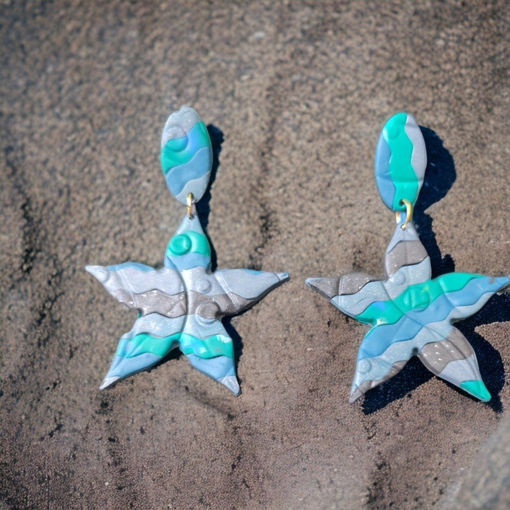 Starfish Big 
Clay Earrings