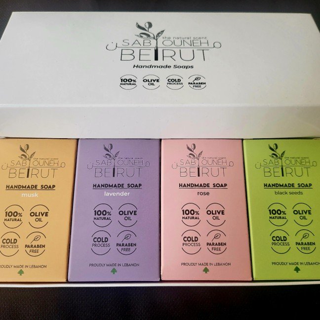 Gift Box of 4 Soaps: 
Sabouneh Mn Beirut