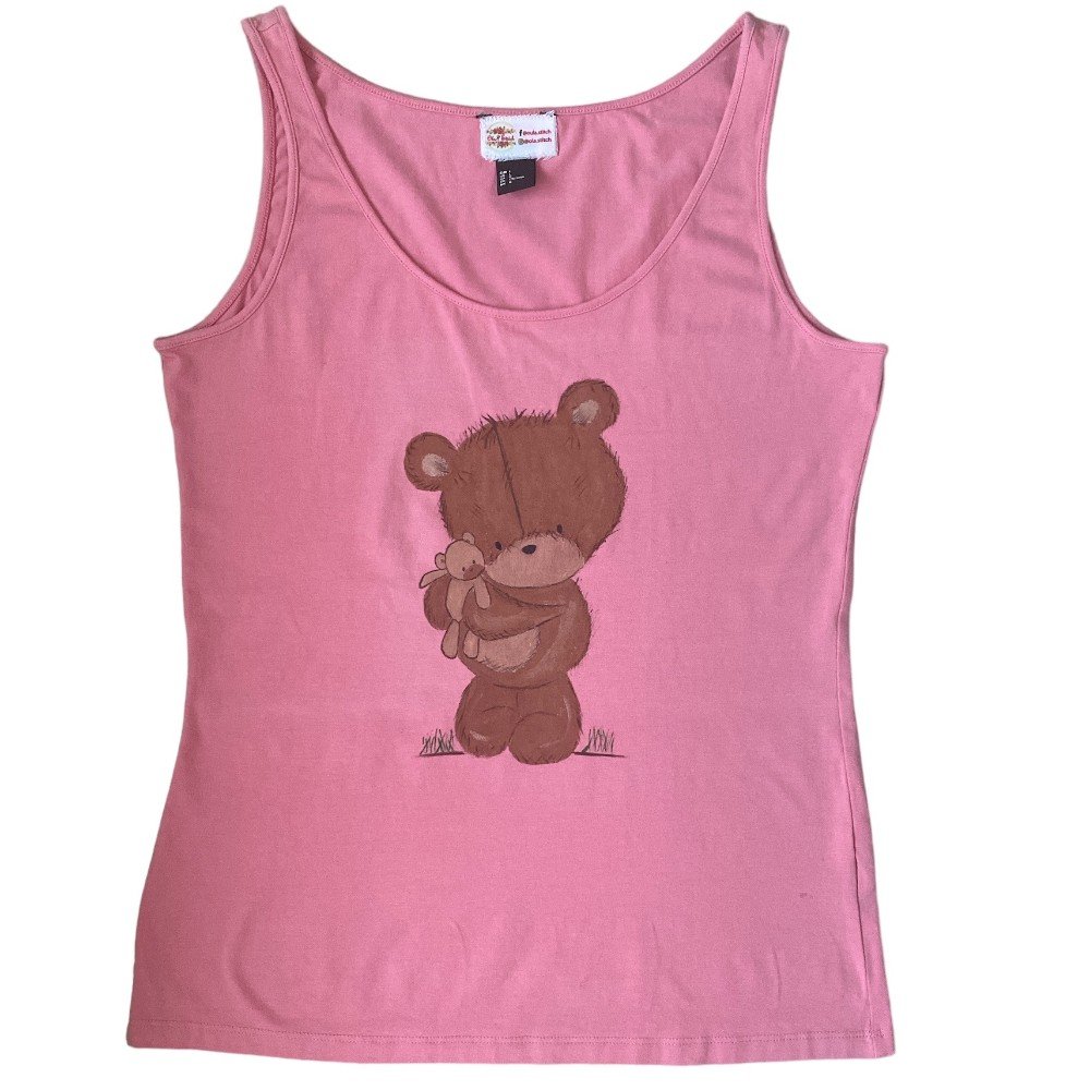 Hand-painted Pink 
Teddy Bear Tank Top