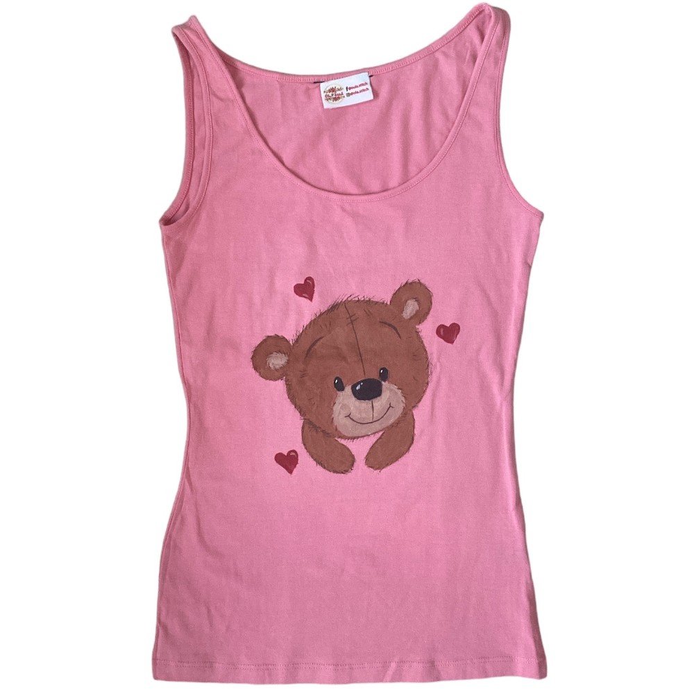 Hand-painted Pink Teddy 
Bear Love Tank Top