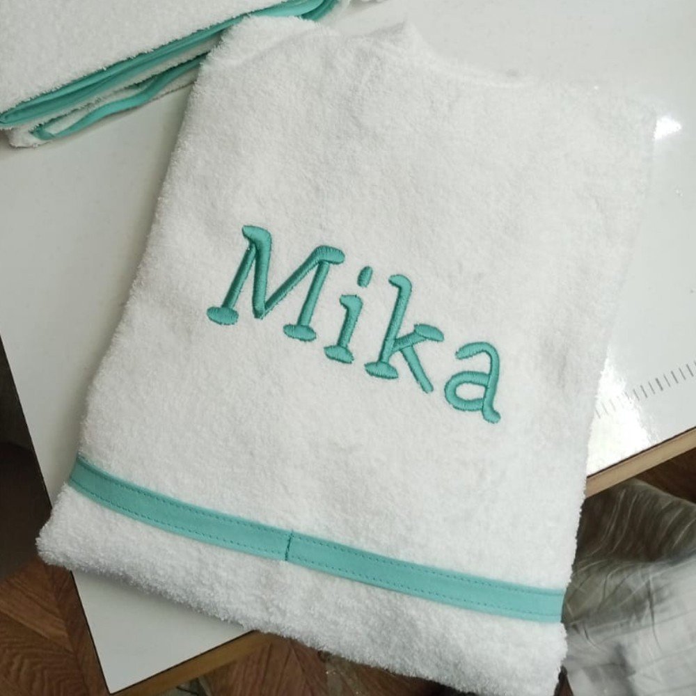 Embroidered Name Baby Bath Towel & matching slippers