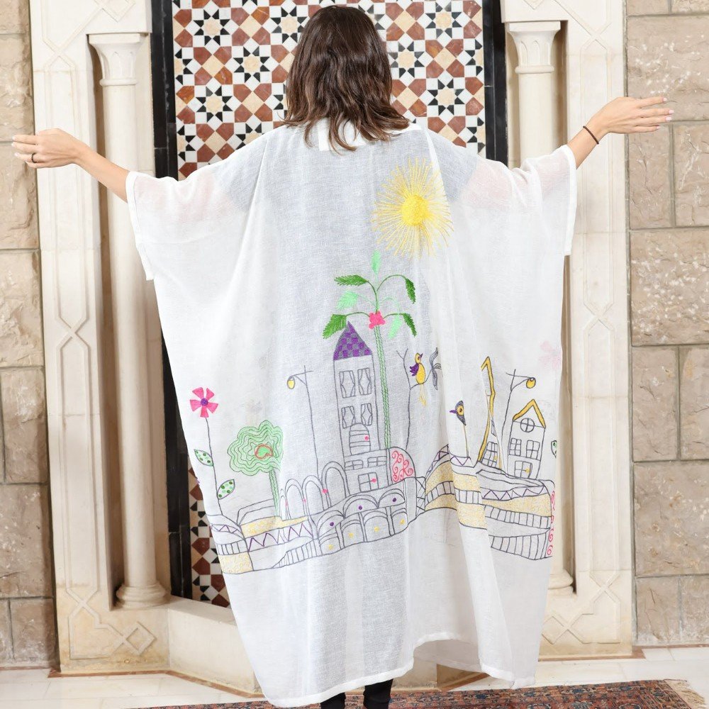Byblos: White 
Long Linen Abaya