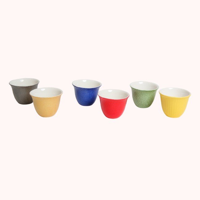 Set of 6 Colorful 
Shaffe Coffee Cups