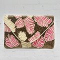 Pink Palm 
Embroidered Clutch
