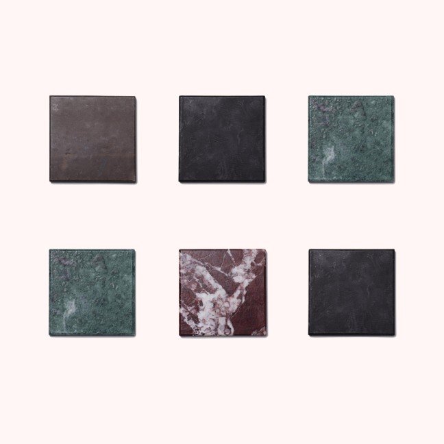 Carrara Marble Board with 6 mixed dark Coasters