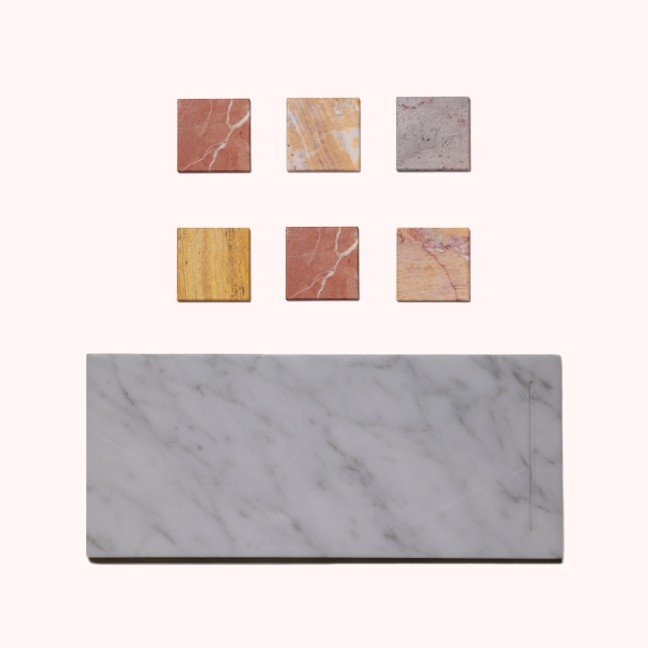 Carrara Marble Board with 6 mixed light Coasters