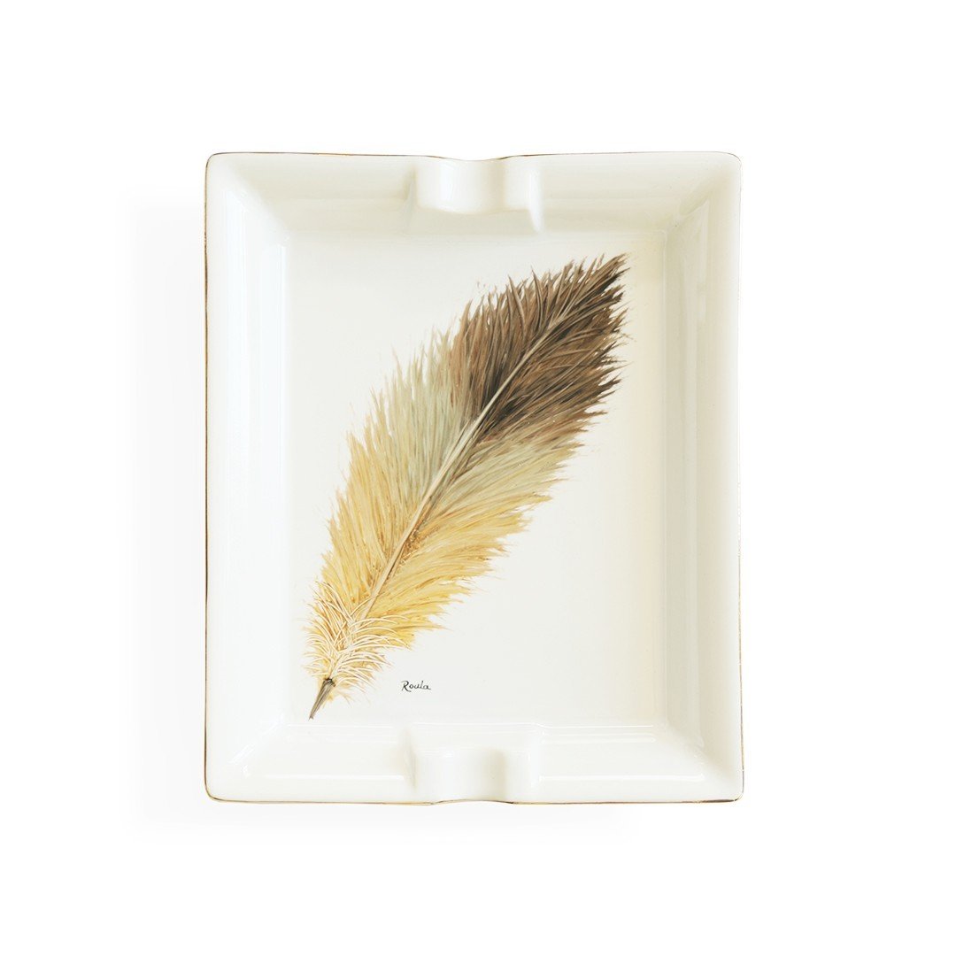 Porcelain Ashtray: 
Golden Feather