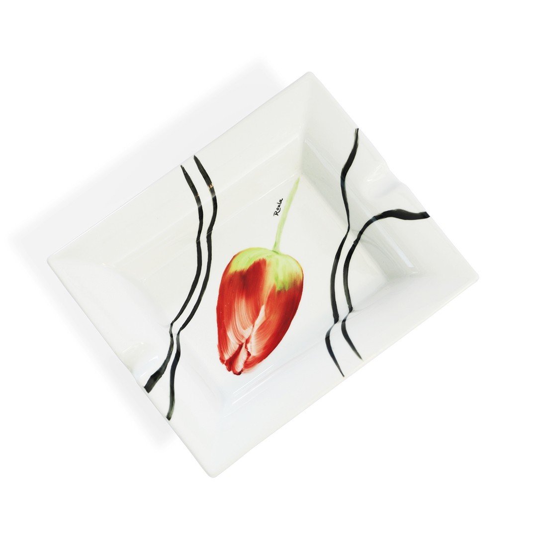 Porcelain Ashtray: 
Red Tulip