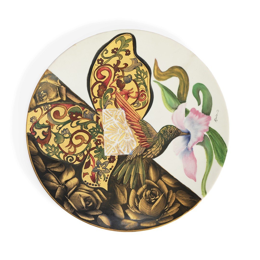 Porcelain Plate: 
Bird & Flower