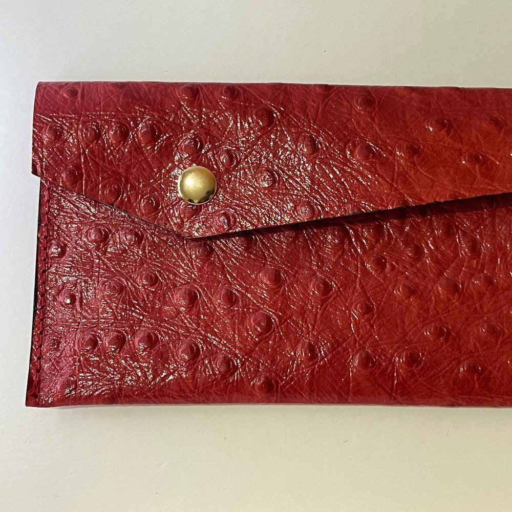 Ostrich Red Genuine 
Leather Wallet