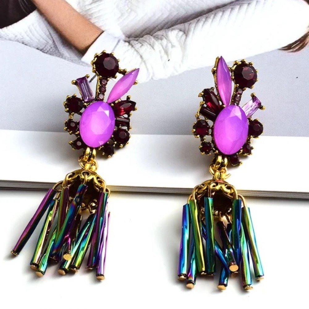 Dark Orchid Purple 
Crystal Earrings