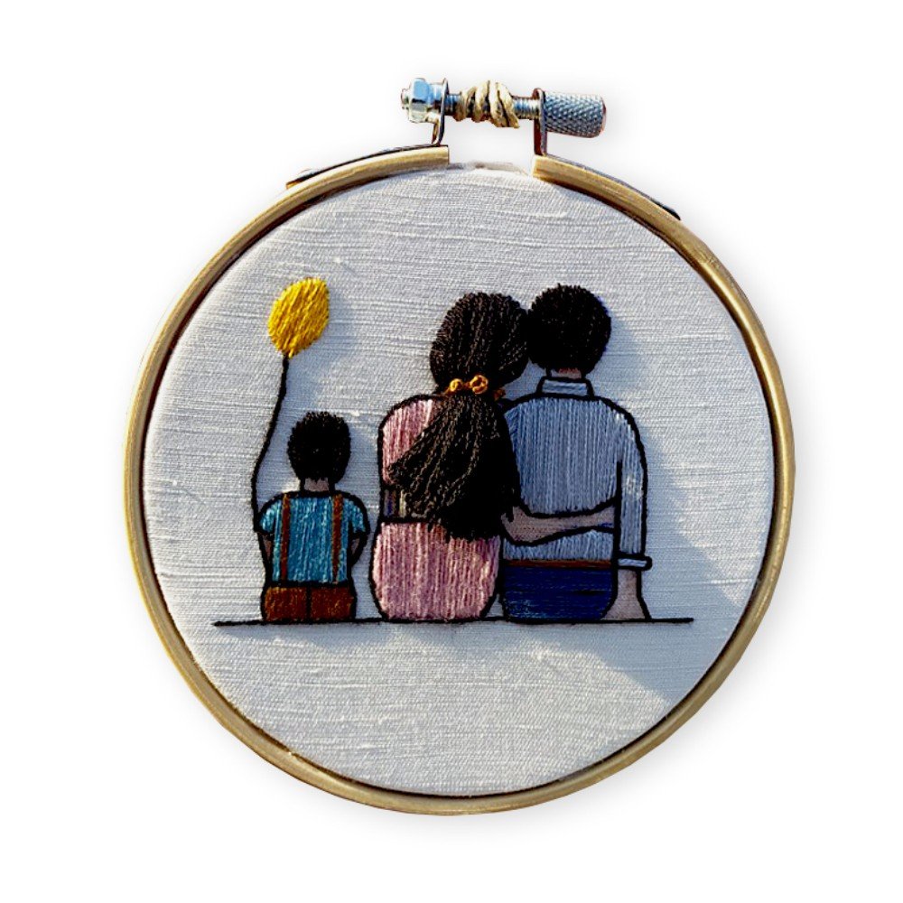 Warm Family 
Embroidered Hoop
