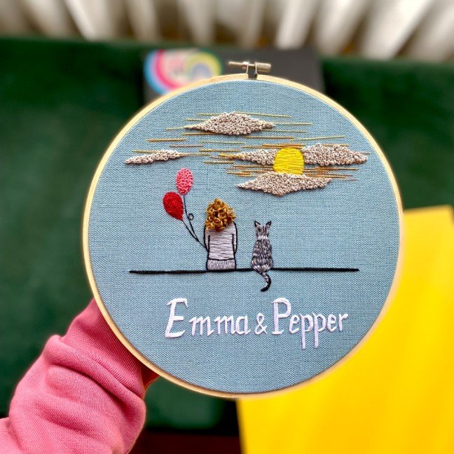 Customizable Cat Lover 
Embroidered Hoop