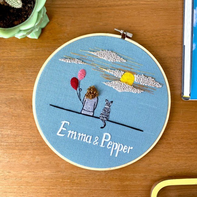 Customizable Cat Lover 
Embroidered Hoop